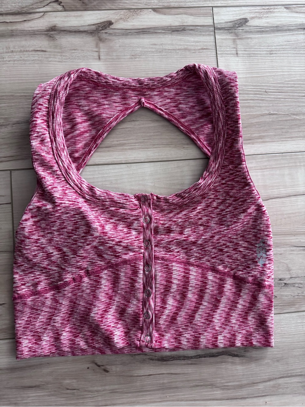 Free People Movement Seamless Pink Marled Front-Snap Sports Bra